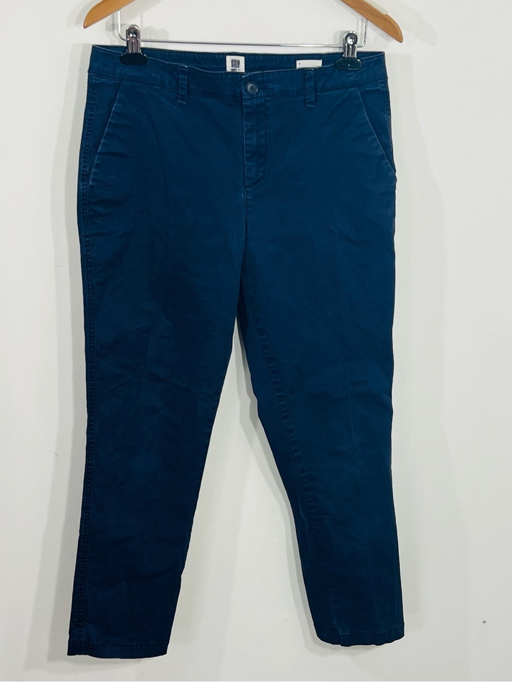 GAP Girlfriend Khaki Blue Mid Rise Classic Casual Pants Minimalist Size 8